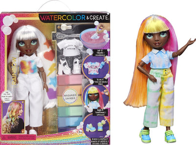 Arcobaleno ad alto acquerello crea una bambola alla moda - occhi verdi