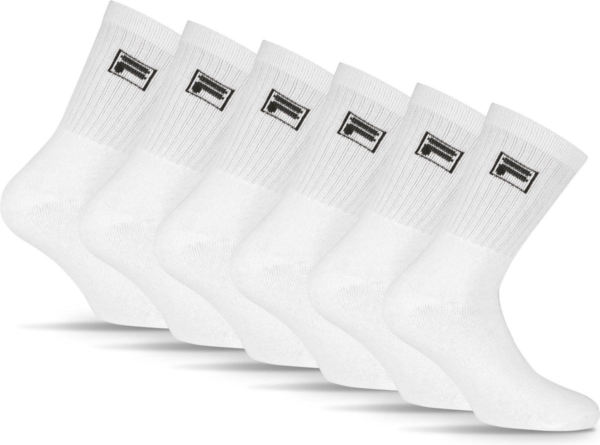 Fila tennis- sportsokken kleine logo - maat 35 38 - 6 pack - wit
