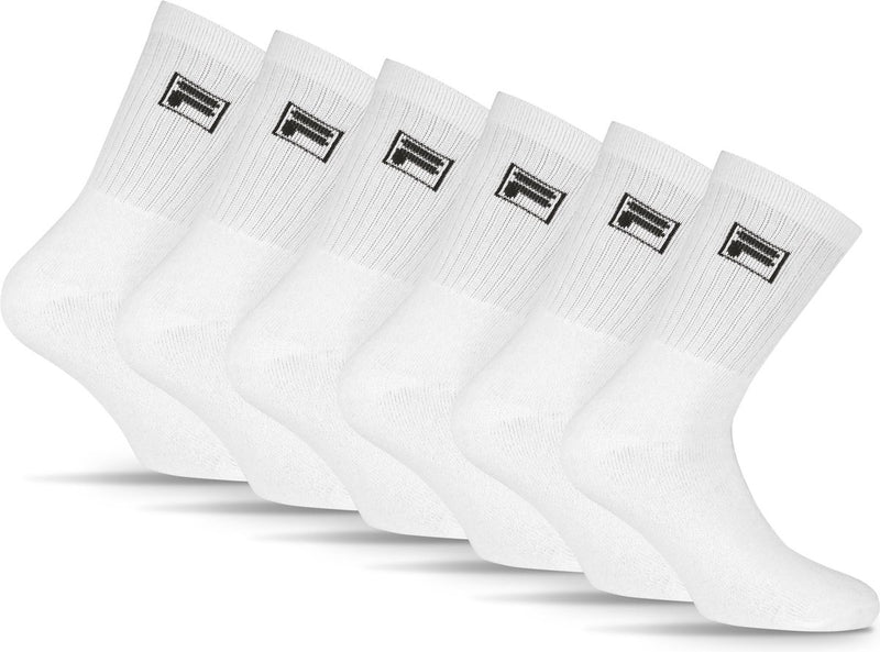 Calcetines deportivos de tenis Fila con logo pequeño - talla 35 38 - paquete de 6 - blanco