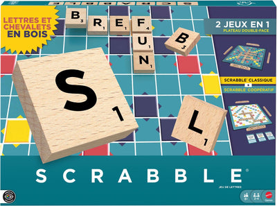 Juegos Mattel Scrabble - con bloques de madera - Edición francesa