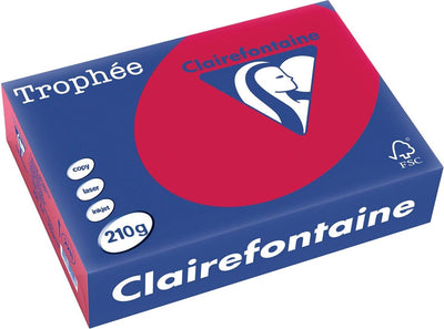 Clairefontaine trophée intense, colored paper, a4, 210 g, 250 sheets, cherry red
