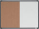 Lavagna combinata Nobo con cornice curva - bacheca e lavagna in 1 - 58,5 x 43 cm - inclusi accessori per lavagna - bianco marrone naturale
