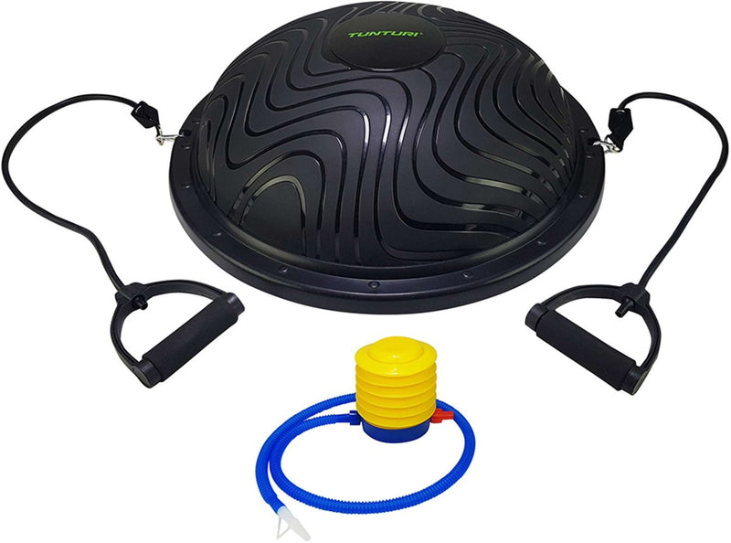 Tunturi balance trainer pro con asas - cojín de equilibrio con juego de bandas de resistencia - pelota de equilibrio incl. bomba de pie suministrada - incl. aplicación de fitness gratuita