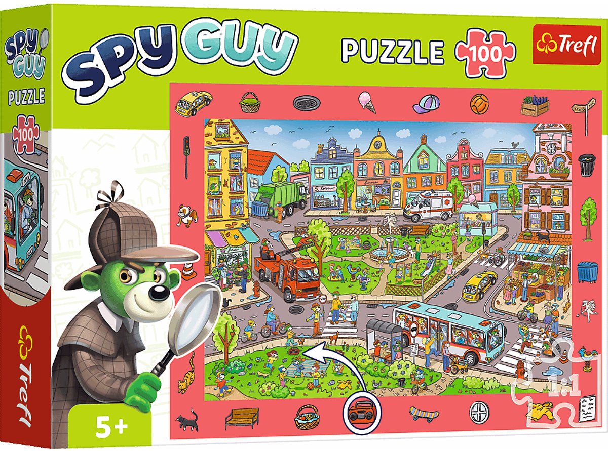 Puzzle Trefl 100 pezzi - ragazzo spia - città - puzzle di osservazione.