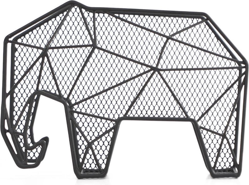 Portalettere Kikkerland - elefante grafico - nero - organizer - metallo - 25x15x9 cm