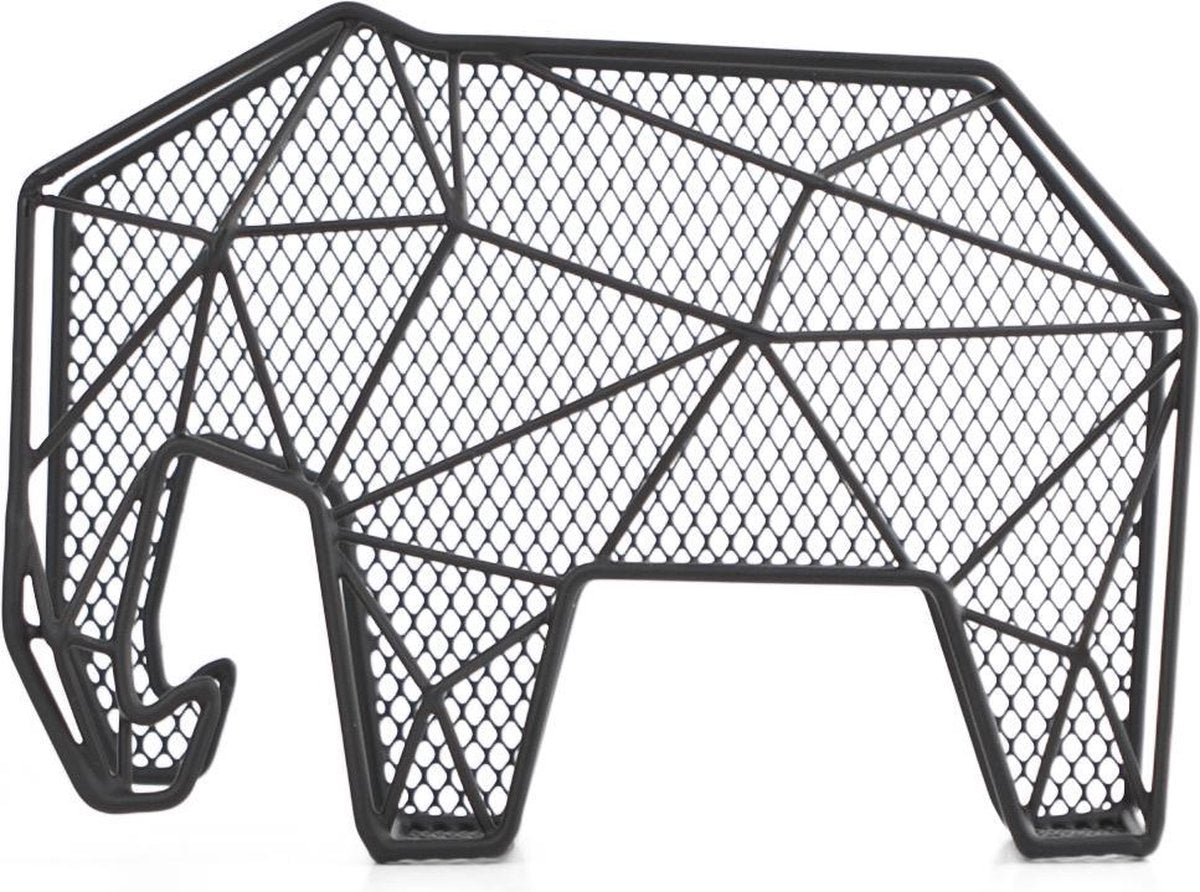 Portalettere Kikkerland - elefante grafico - nero - organizer - metallo - 25x15x9 cm