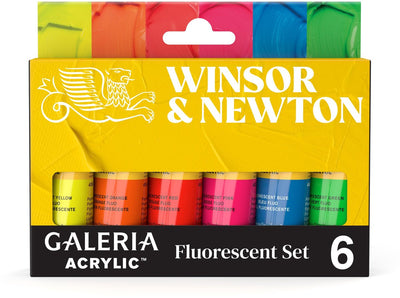 Winsor Newton 2190619 Galeria Set Colori Acrilici Fluorescenti – 6 x 20 ml – Colori Neon Fluo – Set Colori Acrilici