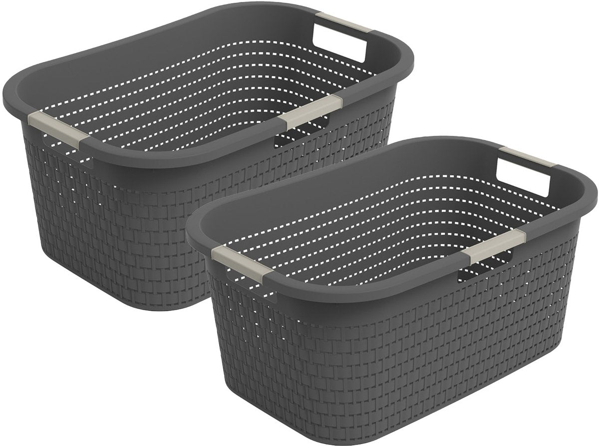 Portabiancheria Rotho Country - set da 2 - 40 litri - antracite