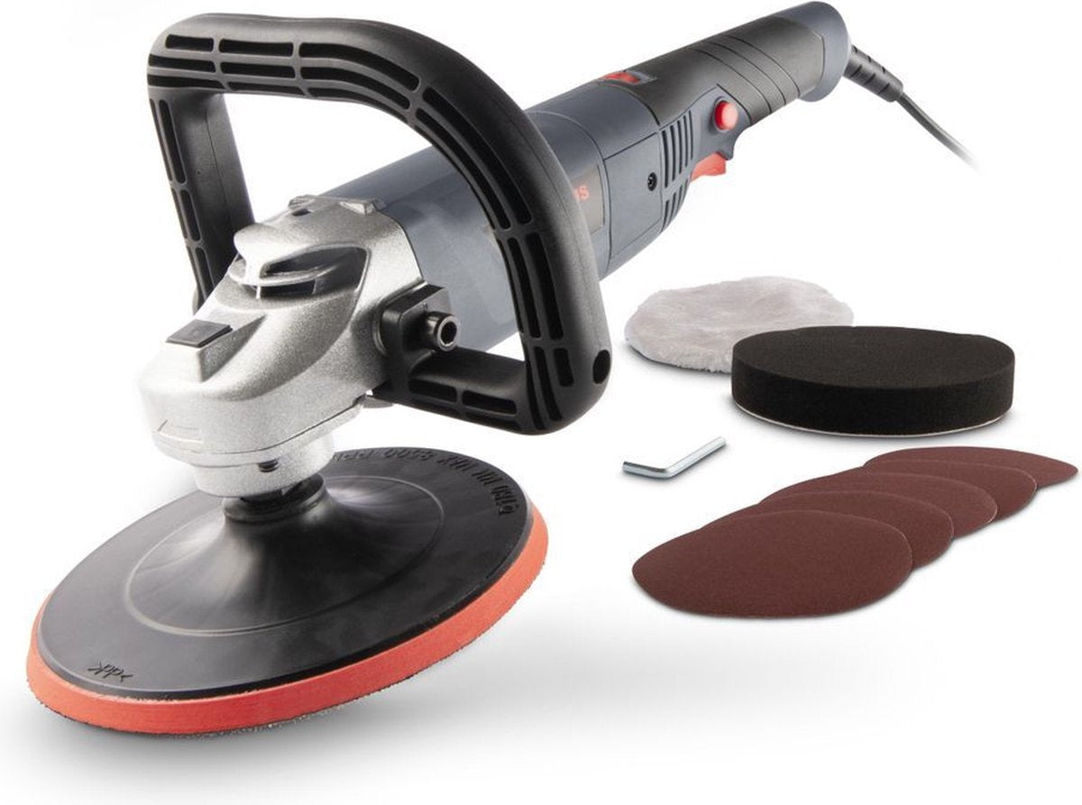 Powerplus elektrische haakse poliermachine powe41030 - 1 200w - 180mm - power tool, auto-accessoire, met 3 acc.