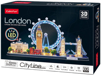 Cubic fun 3d puzzle city line londres led, 107 piezas.