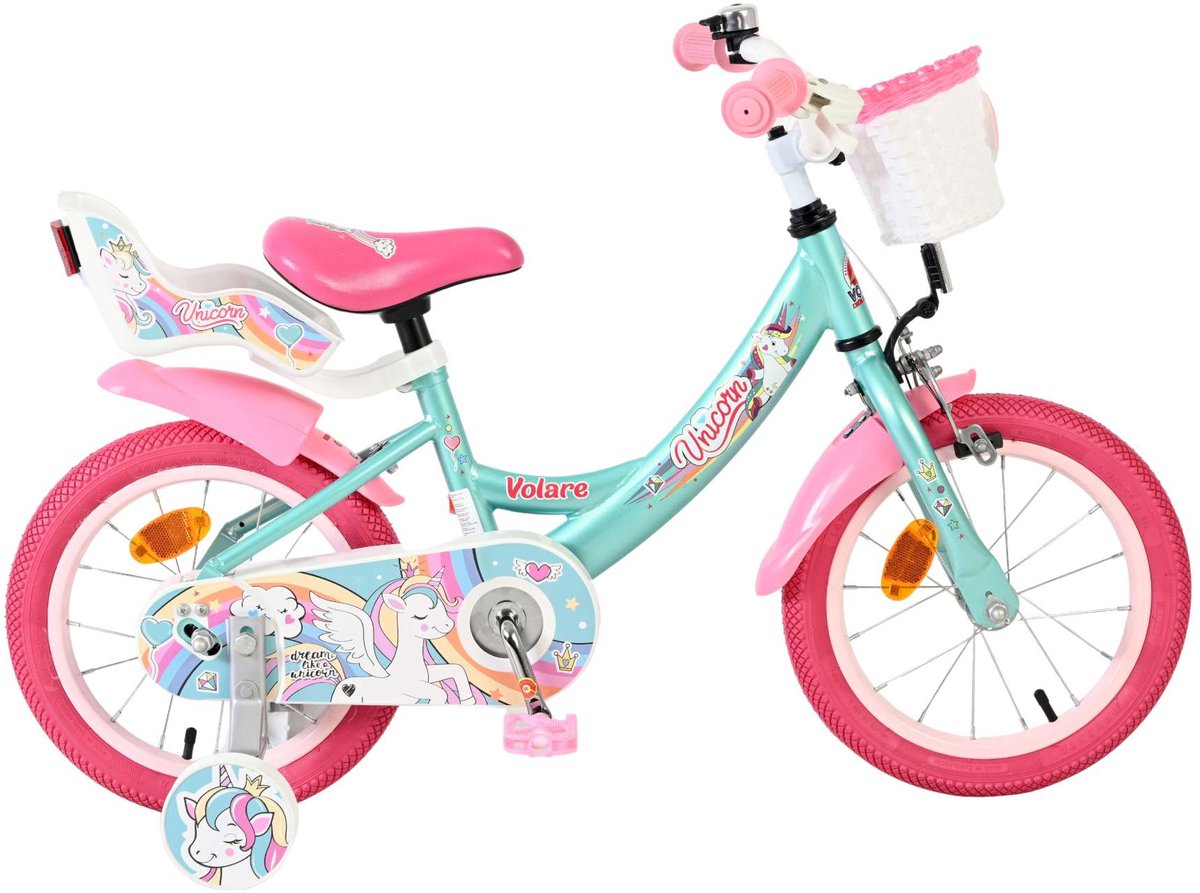 Volare unicorn kinderfiets - meisjes - 14 inch - groen