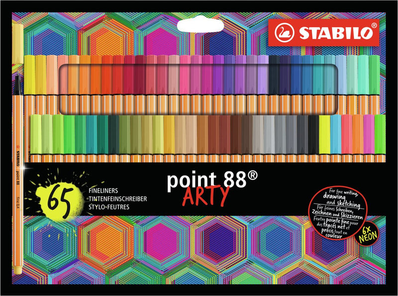 Stabilo point 88 - premium fineliner - fine 0,4 mm - set met alle 65 kleuren