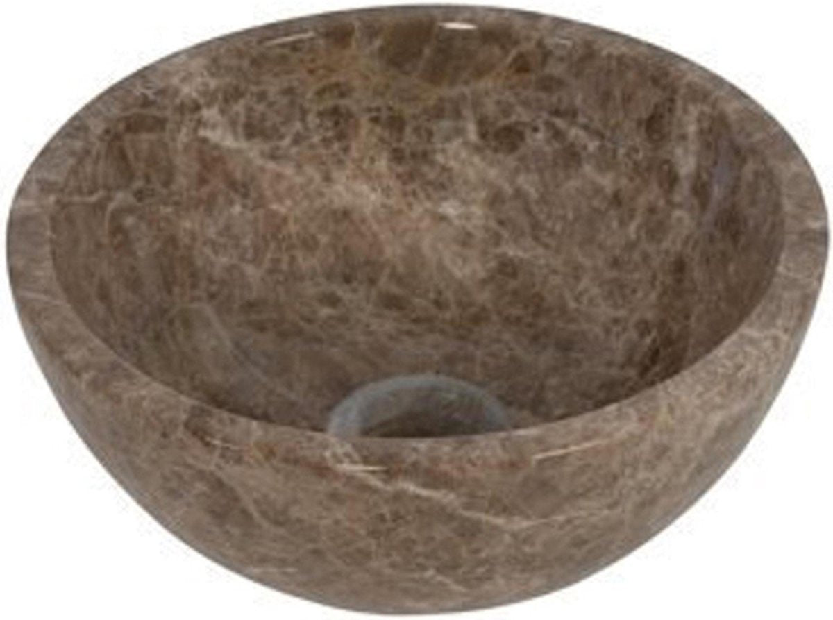 Plieger mini round waskom - 26x26x12cm - marmer bruin