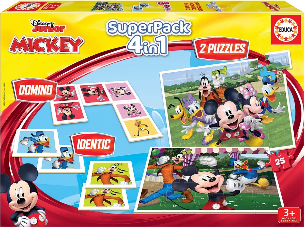 Educa - 2 tieve spellen en 2 puzzels - superpack mickey friends