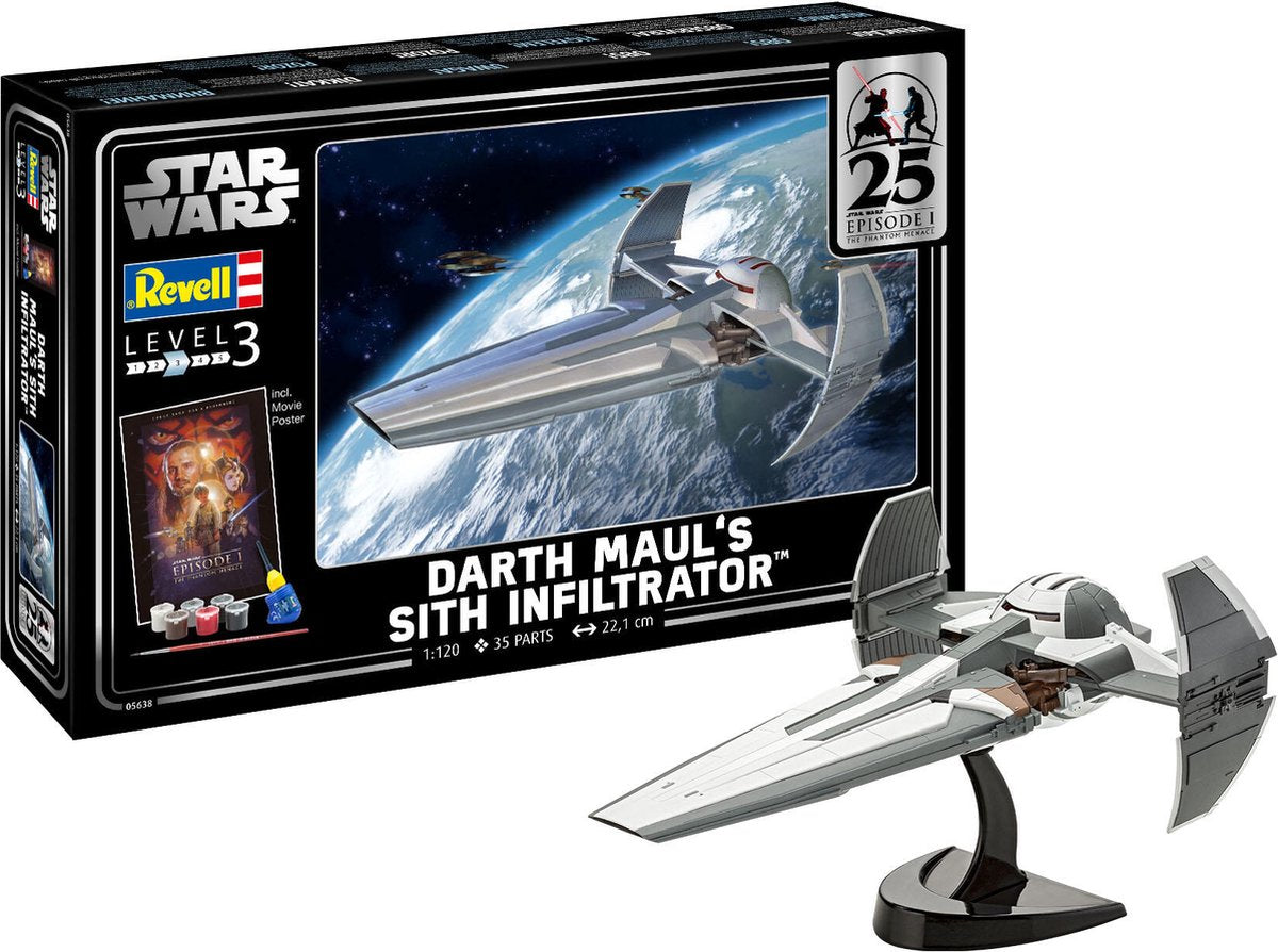 Revell model kit star wars - darth mauls sith infiltrator 1:120 - 35 pcs.