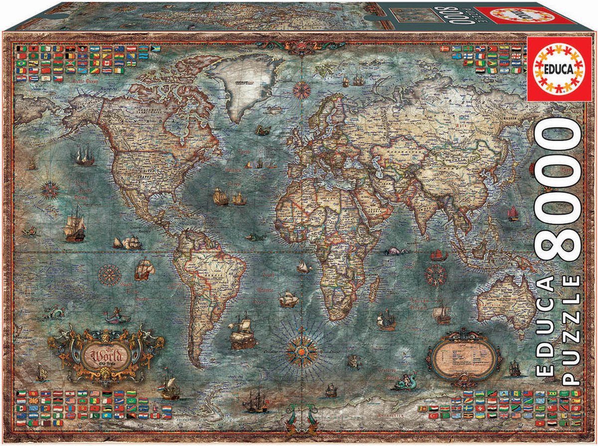 Educa - puzzel - historische wereldkaart - 8000 stukjes - legpuzzel