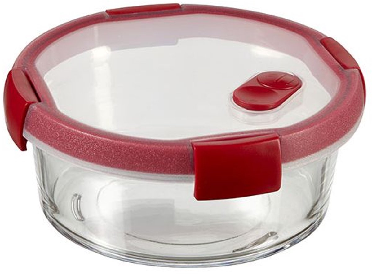 Recipiente para alimentos de vidrio Curver smart cook - redondo - 0,6 l - rojo