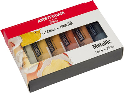 Bruynzeel amsterdam serie estándar pintura acrílica metalizada set 20ml, 6 uds.