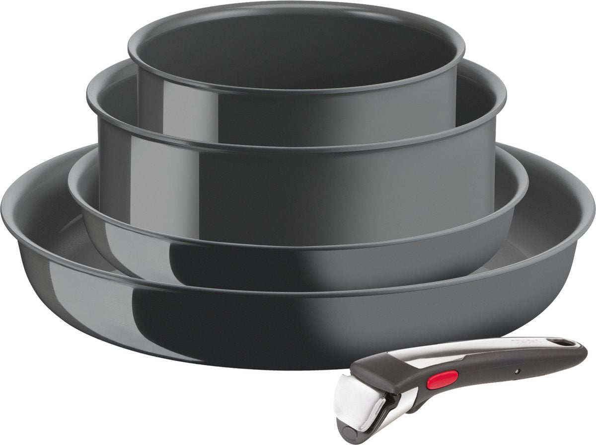 Tefal ingenio renew - juego de sartenes - 5 piezas - sin pfas - cerámica - inducción - apilable - mango extraíble