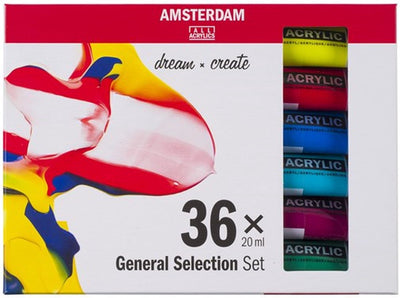 Juego de selección general de pintura acrílica serie estándar Bruynzeel amsterdam 20 ml, 36 piezas.
