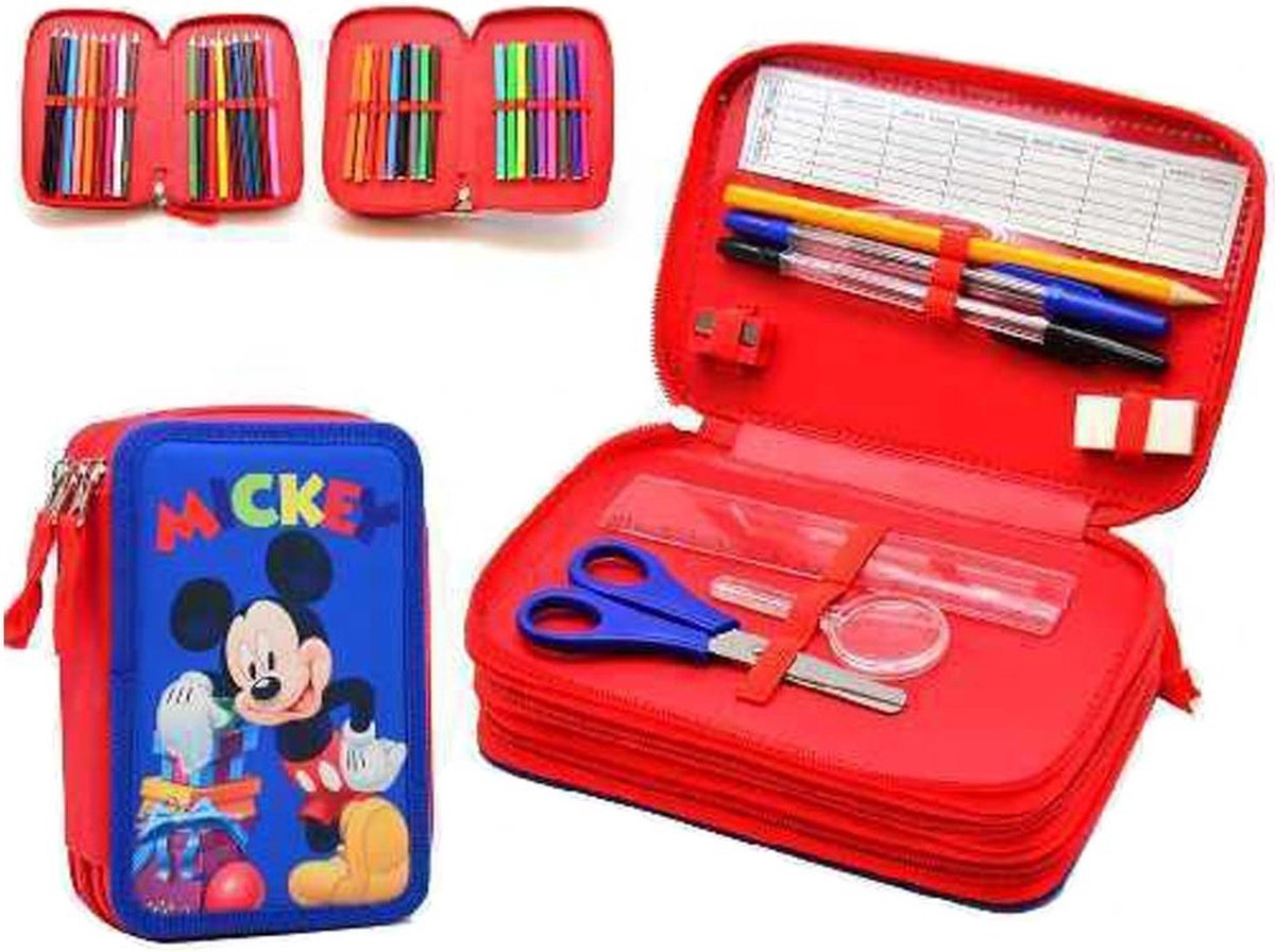 Merkloos sans marque mickey mouse - etui - gevuld - 3 lagen - 45stuks