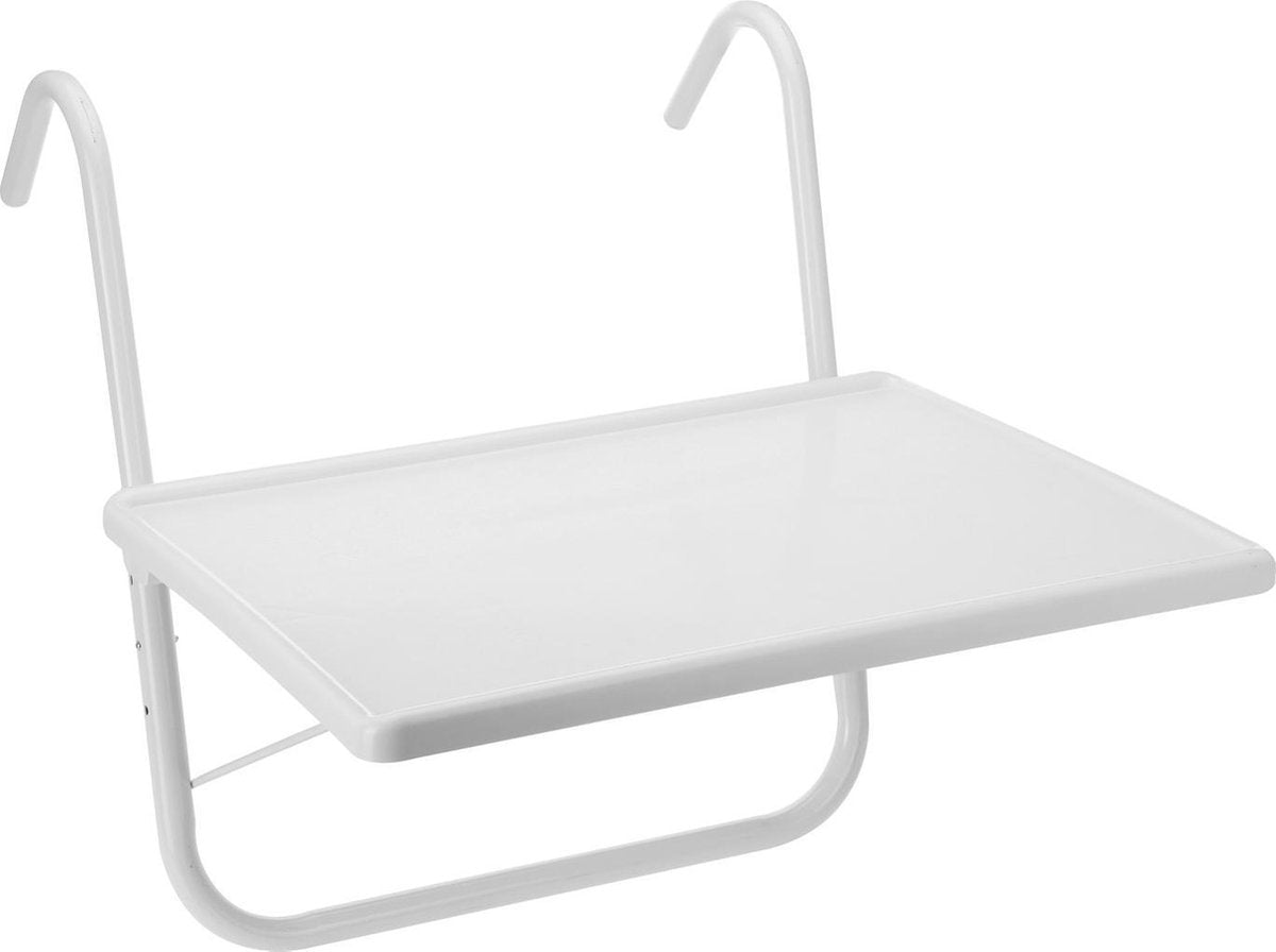 Livn balkontafel vierkant wit - 40x52 cm - in hoogte verstelbaar - eenvoudig bevestigen aan de railing