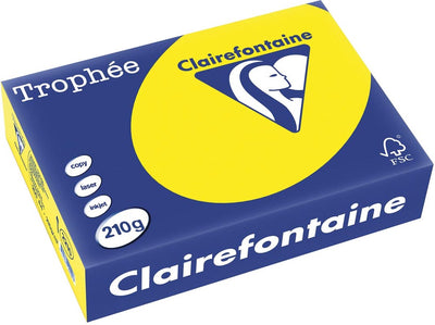 Clairefontaine trophée intense, colored paper, a4, 210 g, 250 sheets, sunset yellow