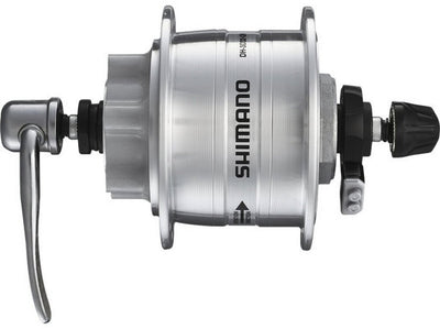 Shimano dynamonaaf hd-3d32 3 watt - 36 gaats - voor 6-bouts remschijf - snelspanner - zilver