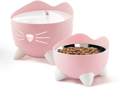 Kit combinato fontana Catit Pixi - ciotola per bere gatti - rosa bianco