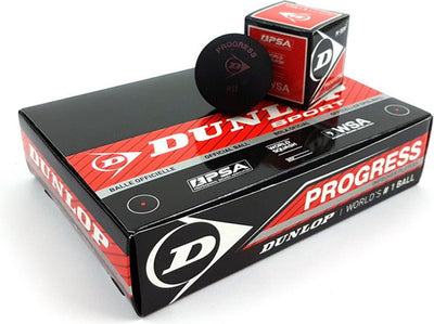 Dunlop progress - palline da squash giocatore intermedio - 12 scatole - nere