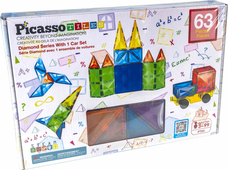 Selecta picassotiles Diamond Series - Baldosas magnéticas para construcción - 63 uds.