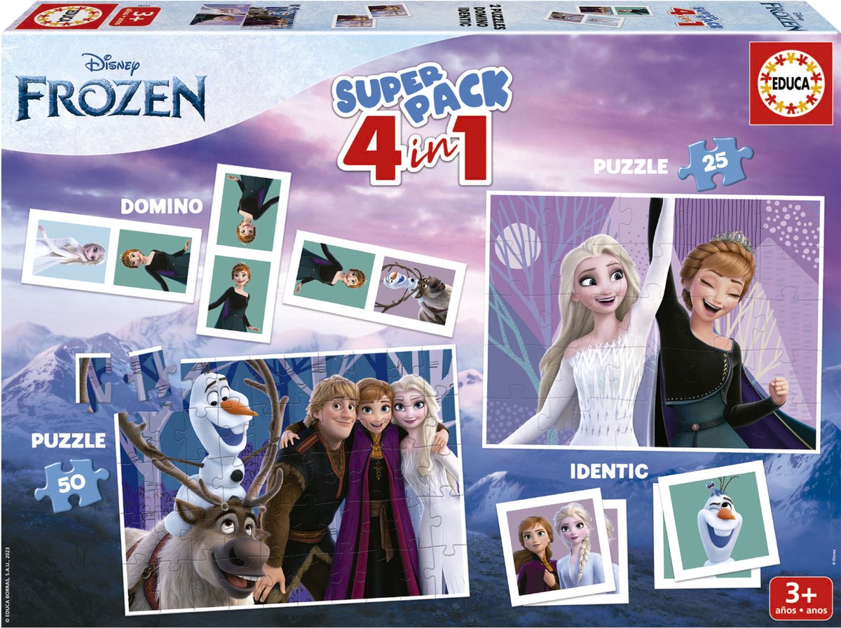 Educa borras educa - puzzel + educatief spel - superpack 4 in 1 frozen