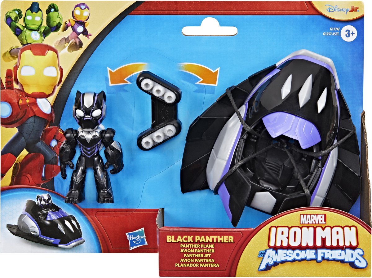 Hasbro marvel iron man y sus increíbles amigos avión pantera negra