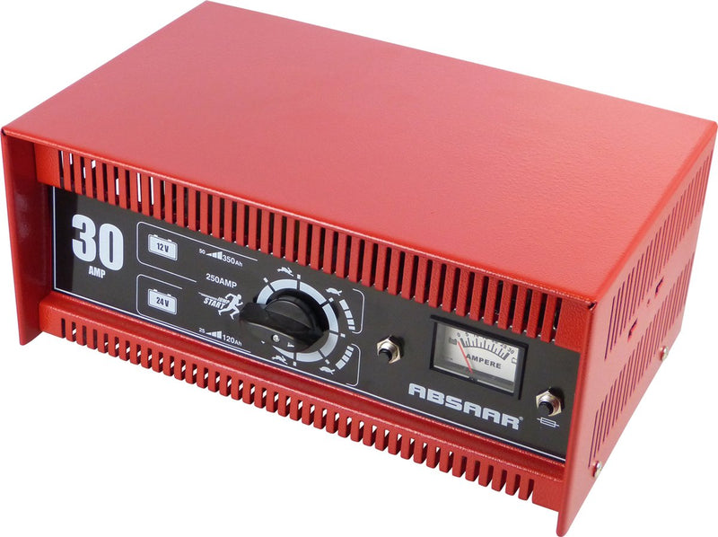 Cargador de batería Absaar sh250 30 amperios - 12v 24v con arrancador - carcasa metálica