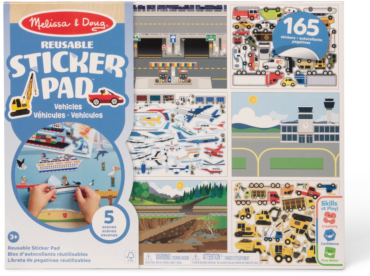 Melissa Doug – Reusable Sticker Book – Vehicles – 165 Stickers