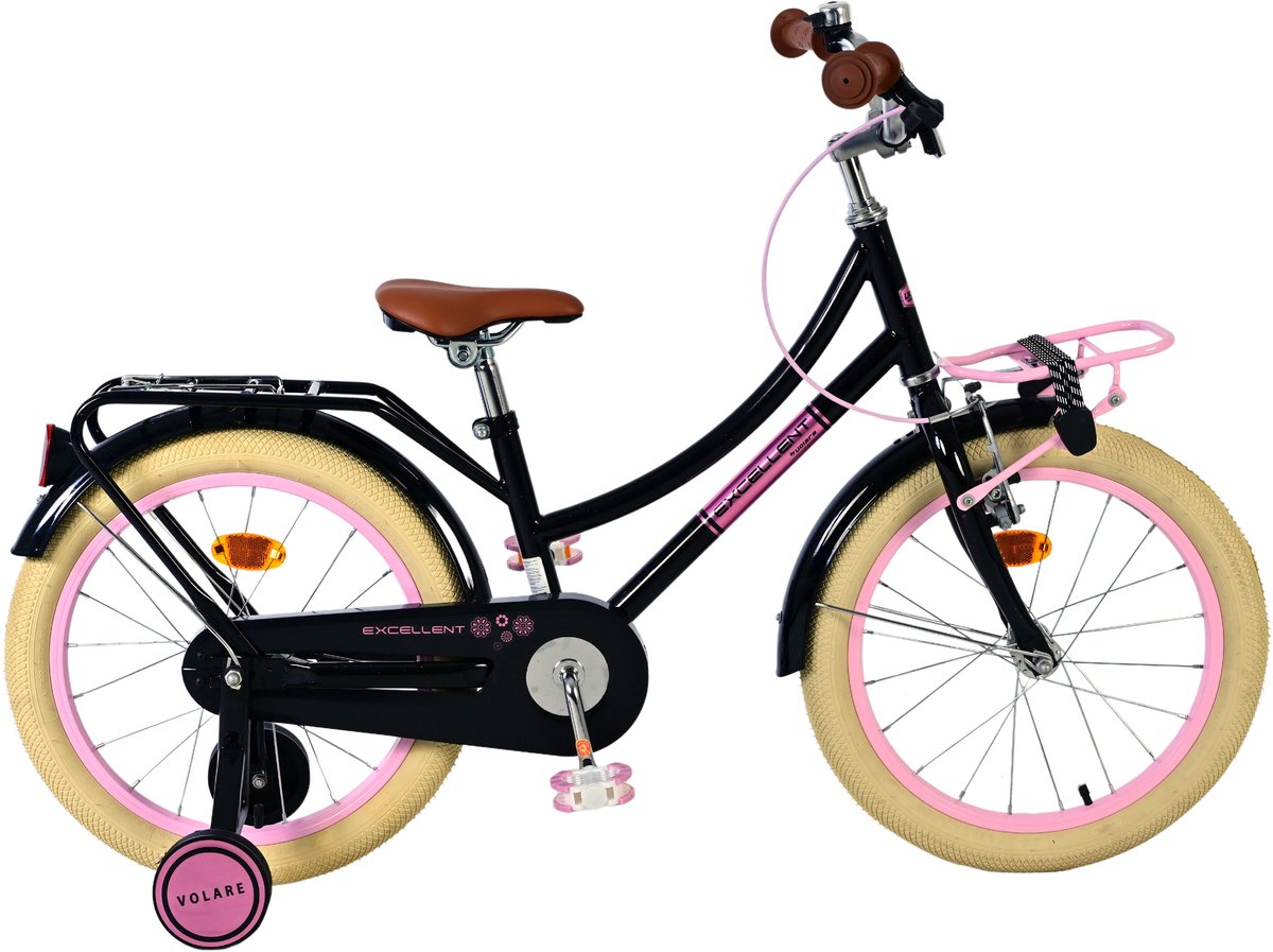 Volare Excellent Kinderfiets - Meisjes - 18 inch - Zwart - 95% afgemonteerd