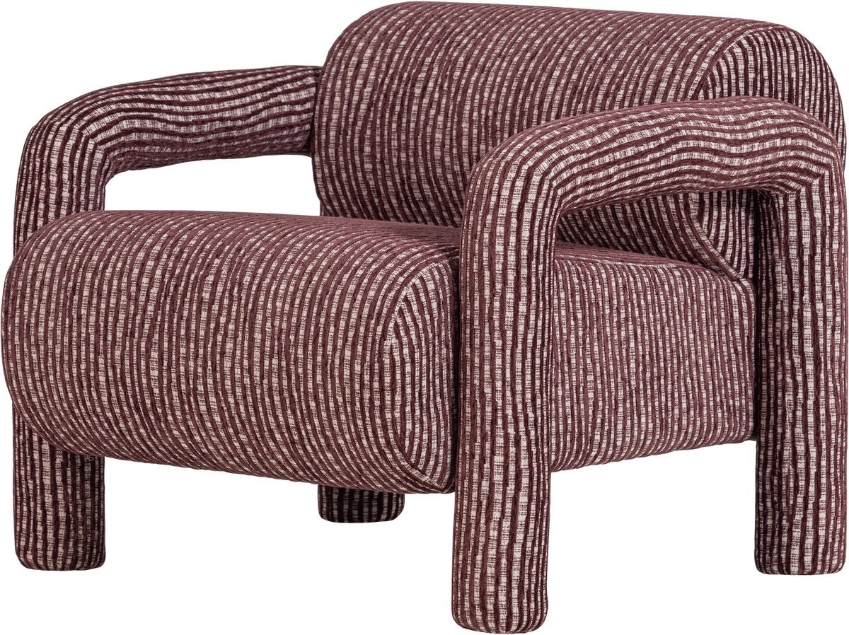 Woood lenny fauteuil - dessin - bordeauxrood - 65x76x82