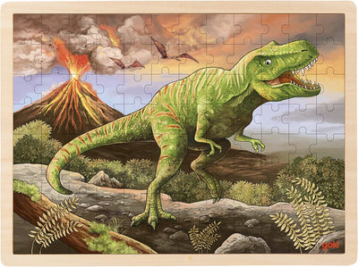 Puzzle Goki: t-rex 40x30x0,8cm, 96 piezas, madera, 3+