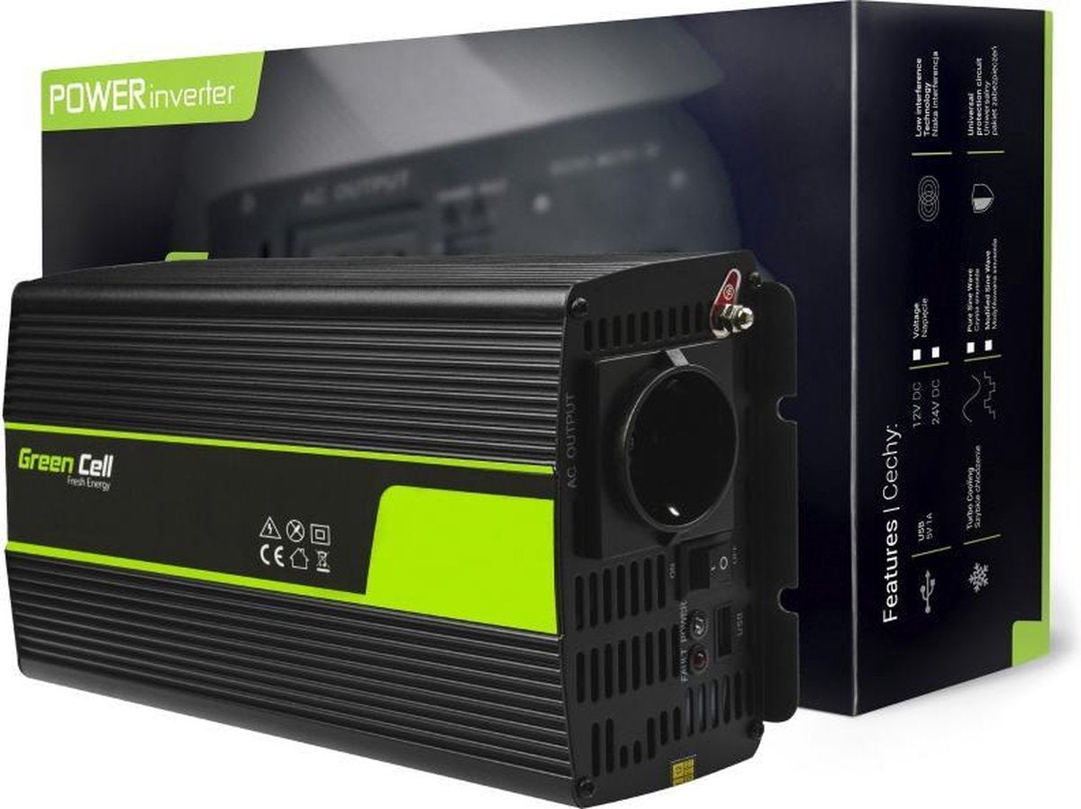 Green cell omvormer 24v naar 230v 1000w gemodificeerde sinusgolf.