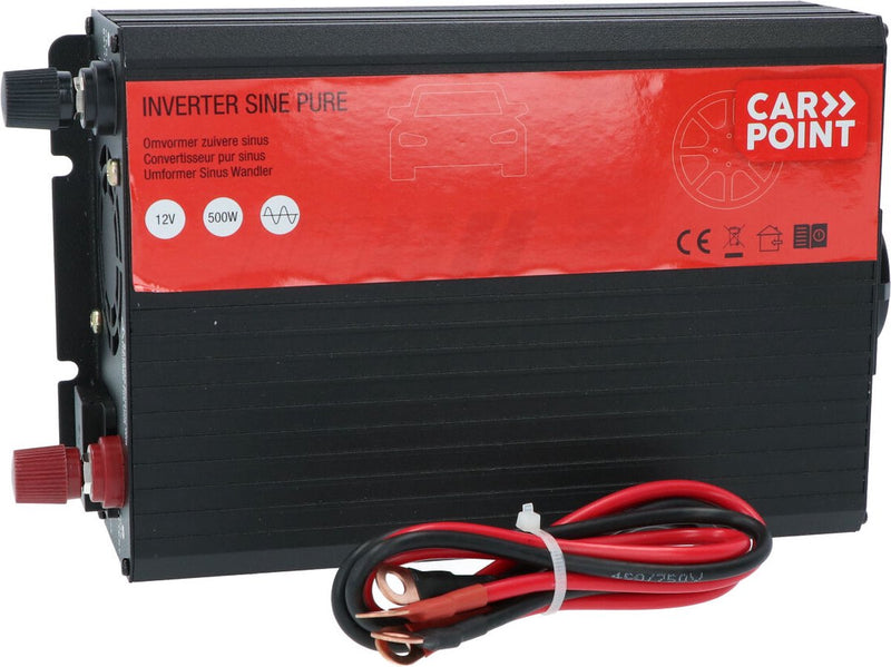 Inverter Carpoint da 12 V a 230 V - 500 W 1000 W di picco - onda sinusoidale pura - con raffreddamento di sicurezza - per auto, camper, barca