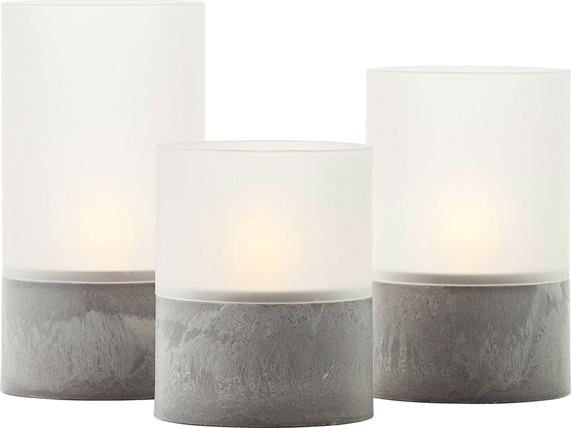 Brilliant bougie batterij - tafellamp - led - flickering candle light set - grijs wit - ip44