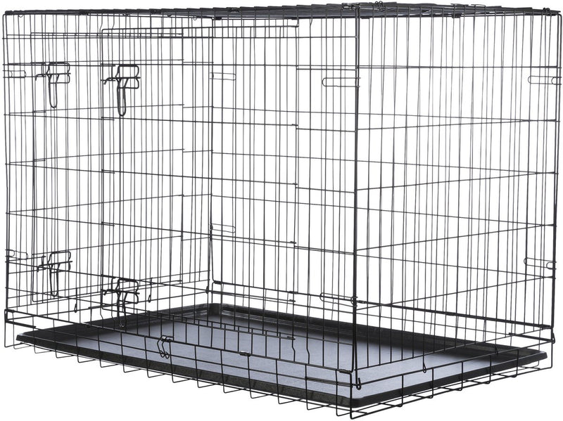 Cuccia per cani Trixie - pieghevole, nera - 109x71x79 cm, con chiusure di sicurezza, cassetto scorrevole in plastica