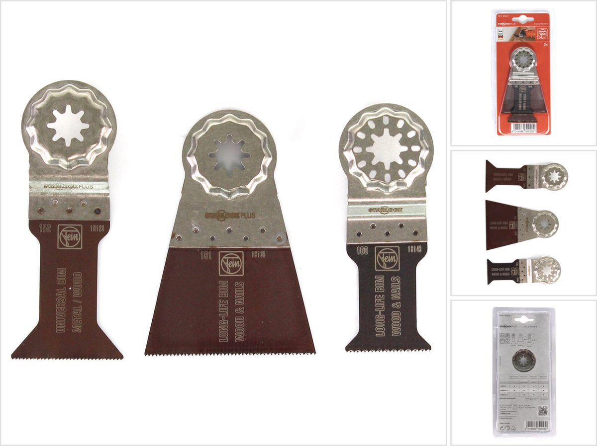 Fein 35222952030 Juego de hojas de sierra combo e-cut de 3 piezas para uso universal