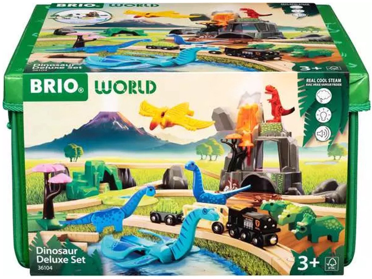 Ravensburger Brio World - 36104 set di lusso con dinosauri | Set di trenini da 45 pezzi per bambini dai 3 anni in su