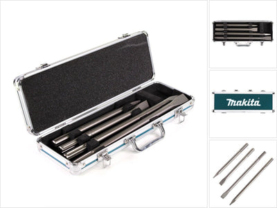 Accessori Makita Set scalpelli SDS Max 4 pezzi: punta piatta in custodia di alluminio D-42466 - D-42466
