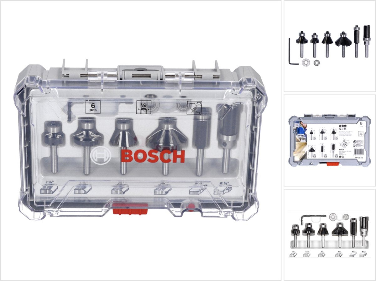 Set frese per bordi e modanature Bosch 6 pz. 1 set di bordi decorativi a 4 gambi (2607017470) per frese
