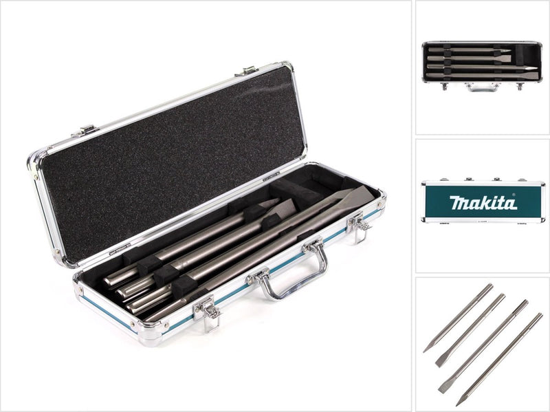 Accessori Makita Set scalpelli SDS Max 4 pezzi: punta piatta in custodia di alluminio D-42466 - D-42466