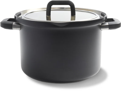 Pentola per zuppa Bk flow cool nera 24 cm - 6,5 l - casseruola in acciaio inox - pentola a induzione - adatta al forno fino a 160°C - maniglia fredda - con coperchio - nera