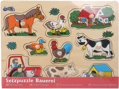 Pequeña granja de madera de madera Puzzle Farm, 9st.