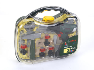 Klein Toys Mini valigetta da lavoro giocattolo Bosch con cacciavite a batteria - incl. più strumenti, accessori intercambiabili, effetti luminosi e sonori - verde giallo